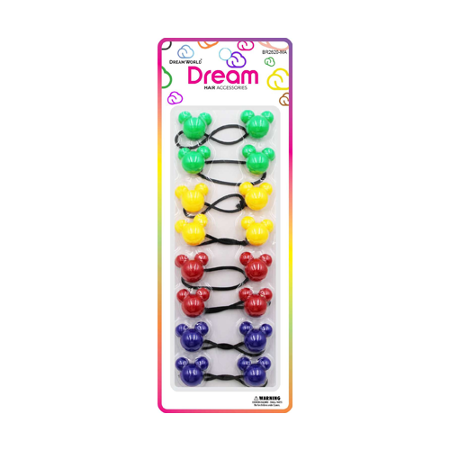 Dream Ponytail Holders 20MM 8 PC - Mouse Assorted - BR2620-MA