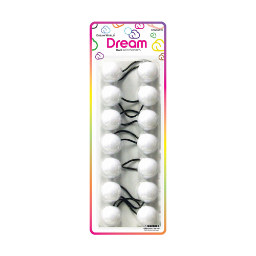 Dream Ponytail Holders 25MM 7 PC - White - BR2625W