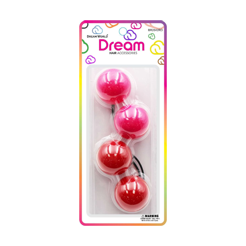 Dream Ponytail Holders 42MM 2 PC - Red - BR2642RD