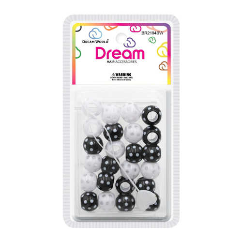 Dream Beads Dots 15MM 24 PC Black White - BR2104BW