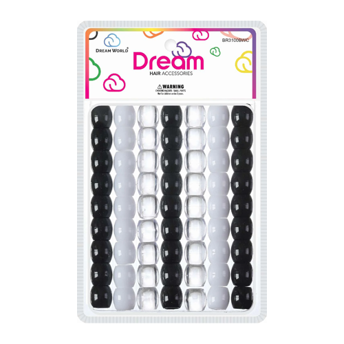 Dream Beads 16MM 62 PC Black White Clear - BR3100BWC