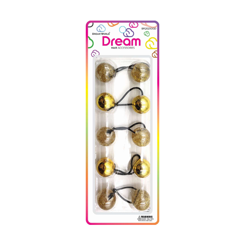 Dream Ponytail Holders 25MM 5 PC - Glitter Gold - BR2625GGD