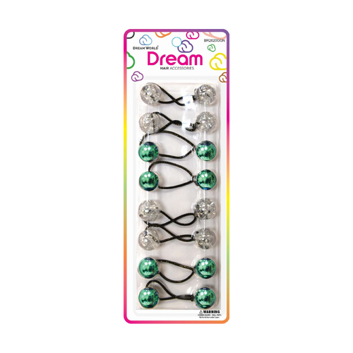 Dream Ponytail Holders 20MM 10 PC - Glitter Green - BR2620GGN