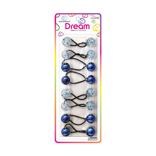 Dream Ponytail Holders 20MM 10 PC - Glitter Blue - BR2620GBL