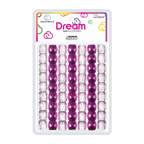 Dream Beads 16MM 62 PC Glitter Pink Clear - BR3100GPK