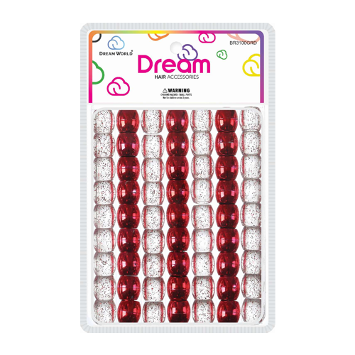 Dream Beads 16MM 62 PC Glitter Red Clear - BR3100GRD