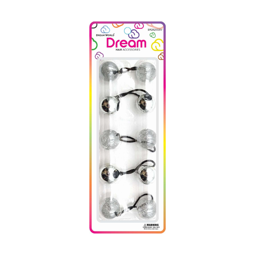 Dream Ponytail Holders 25MM 5 PC - Glitter Silver - BR2625GSV