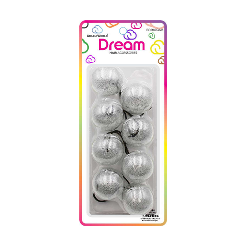 Dream Ponytail Holders 40MM 4 PC - Glitter Silver - BR2640GSV