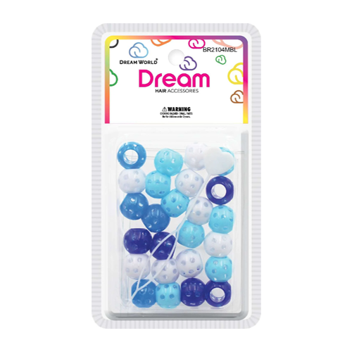 Dream Beads Dots 15MM 24 PC Mixed Blue - BR2104MBL