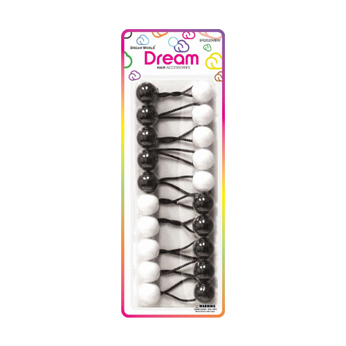 Dream Ponytail Holders 20MM 10 PC - Mixed Black & White - BR2620MBW