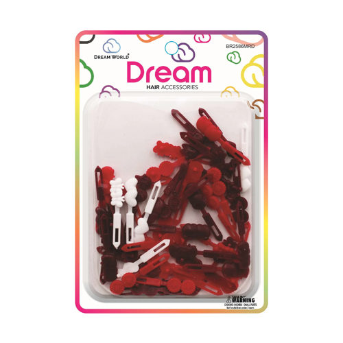 Dream Barrettes #86 Mini Mix 48 Pack Mixed Red - BR2586MRD