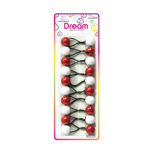 Dream Ponytail Holders 20MM 10 PC - Mixed Red & White - BR2620MRW