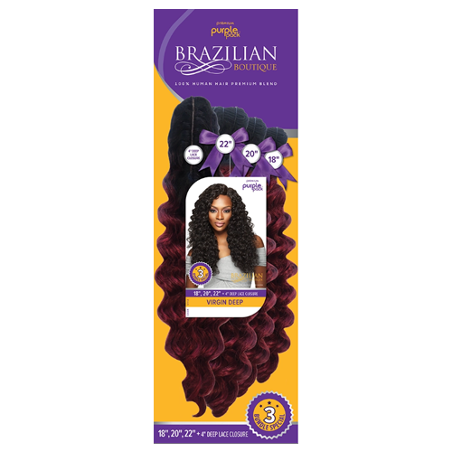 Purple Pack Brazilian Boutique Virgin Deep 18" 20" 22"