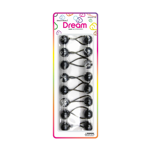 Dream Ponytail Holders 20MM 8 PC - Two Tone Clear & Black - BR2620TCB