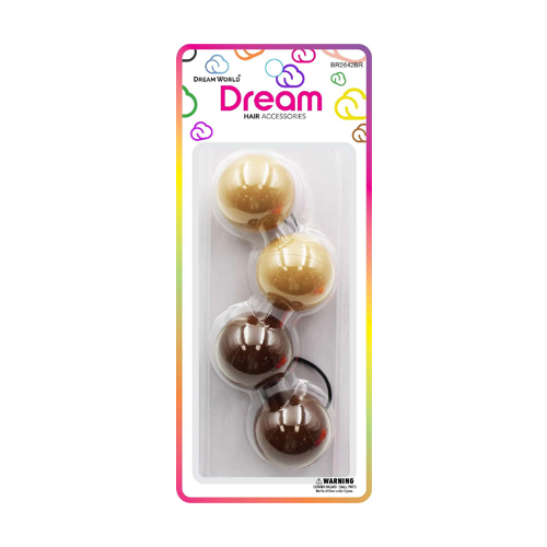 Dream Ponytail Holders 42MM 2 PC - Brown - BR2642BR