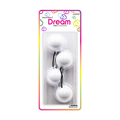 Dream Ponytail Holders 42MM 2 PC - White - BR2642W