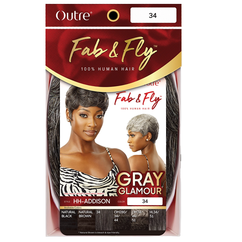 Outre - Human Hair - Fab & Fly Full Cap Wig - Gray Glamour - Addison