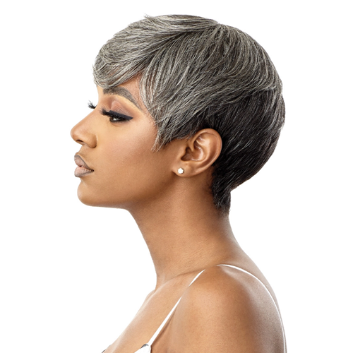 Outre - Human Hair - Fab & Fly Full Cap Wig - Gray Glamour - Asha