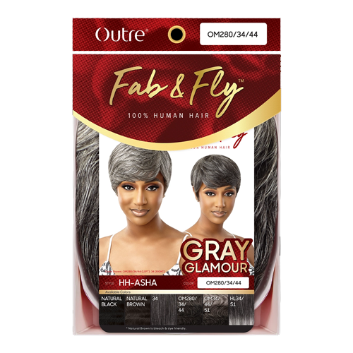 Outre - Human Hair - Fab & Fly Full Cap Wig - Gray Glamour - Asha