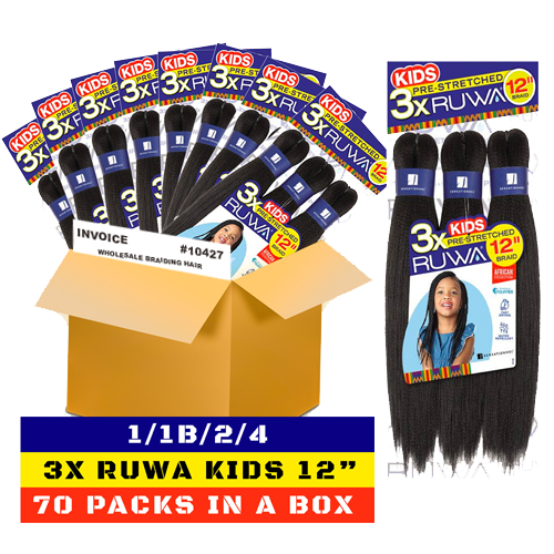 [BOX DEAL] - 3X RUWA Kids X-Pressions Braiding Hair 12" (70PKS / Box)