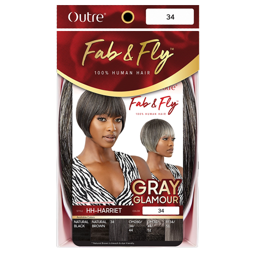 Outre - Human Hair - Fab & Fly Full Cap Wig - Gray Glamour - Harriet