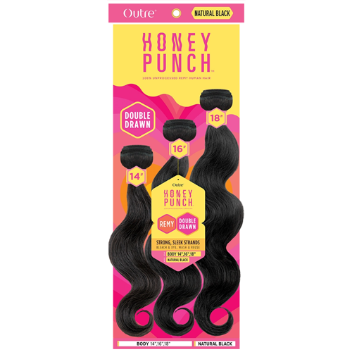 Outre Unprocessed Remy Human Hair Weave Honey Punch 3 Bundles Body Wave