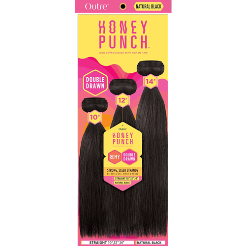 Outre Unprocessed Remy Human Hair Weave Honey Punch 3 Bundles Straight