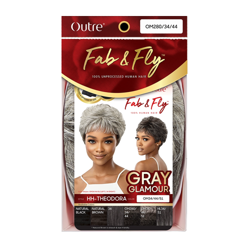 Outre - Human Hair - Fab & Fly Full Cap Wig - Gray Glamour - Theodora