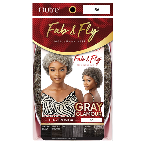 Outre - Human Hair - Fab & Fly Full Cap Wig - Gray Glamour - Veronica