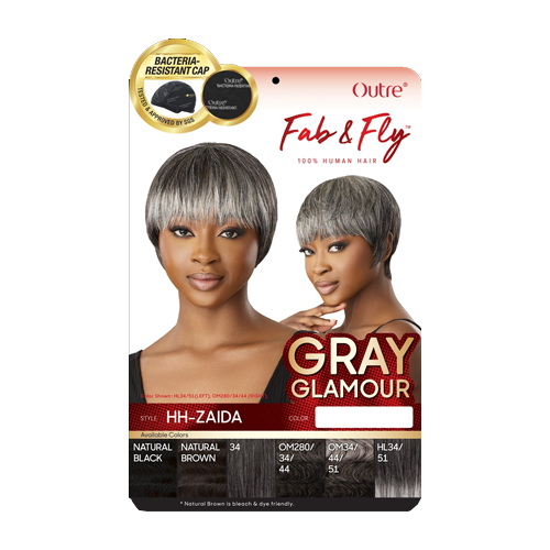 Outre - Human Hair - Fab & Fly Full Cap Wig - Gray Glamour - Zaida